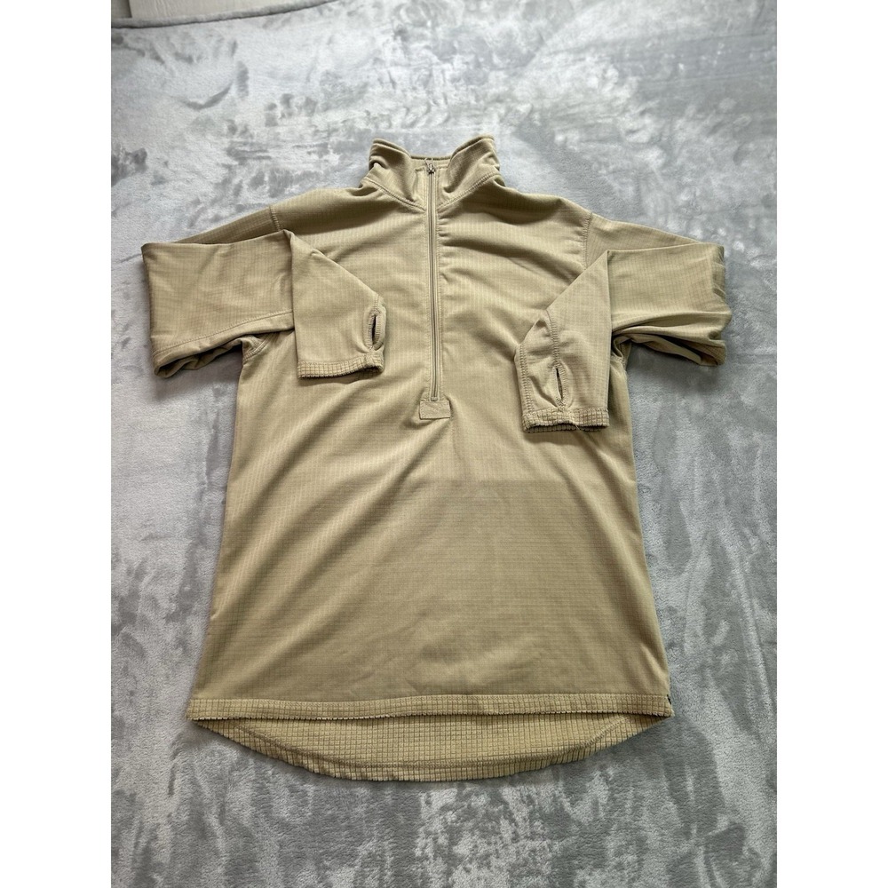 Condor Pullover Mens L Brown Tan Tactical Grid Fleece 1/4 Zip Base Layer Shirt